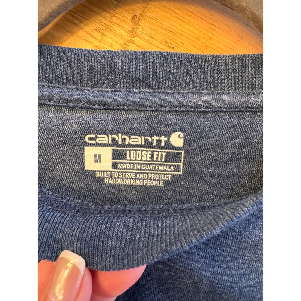 Carhartt Mens Loose Fit‎ Long Sleeve Pocket T-Shirt Blue Heather K126 413 Medium - Picture 9 of 12